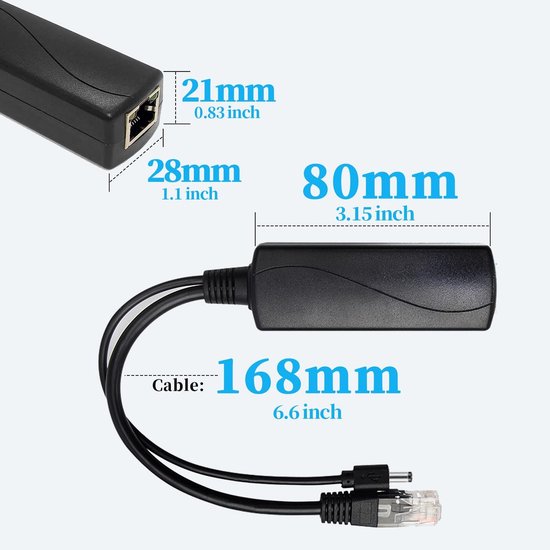 2.5G PoE Splitter 48V naar 12V DC 1A voor IP Camera en Smart Home — afbeelding 5
