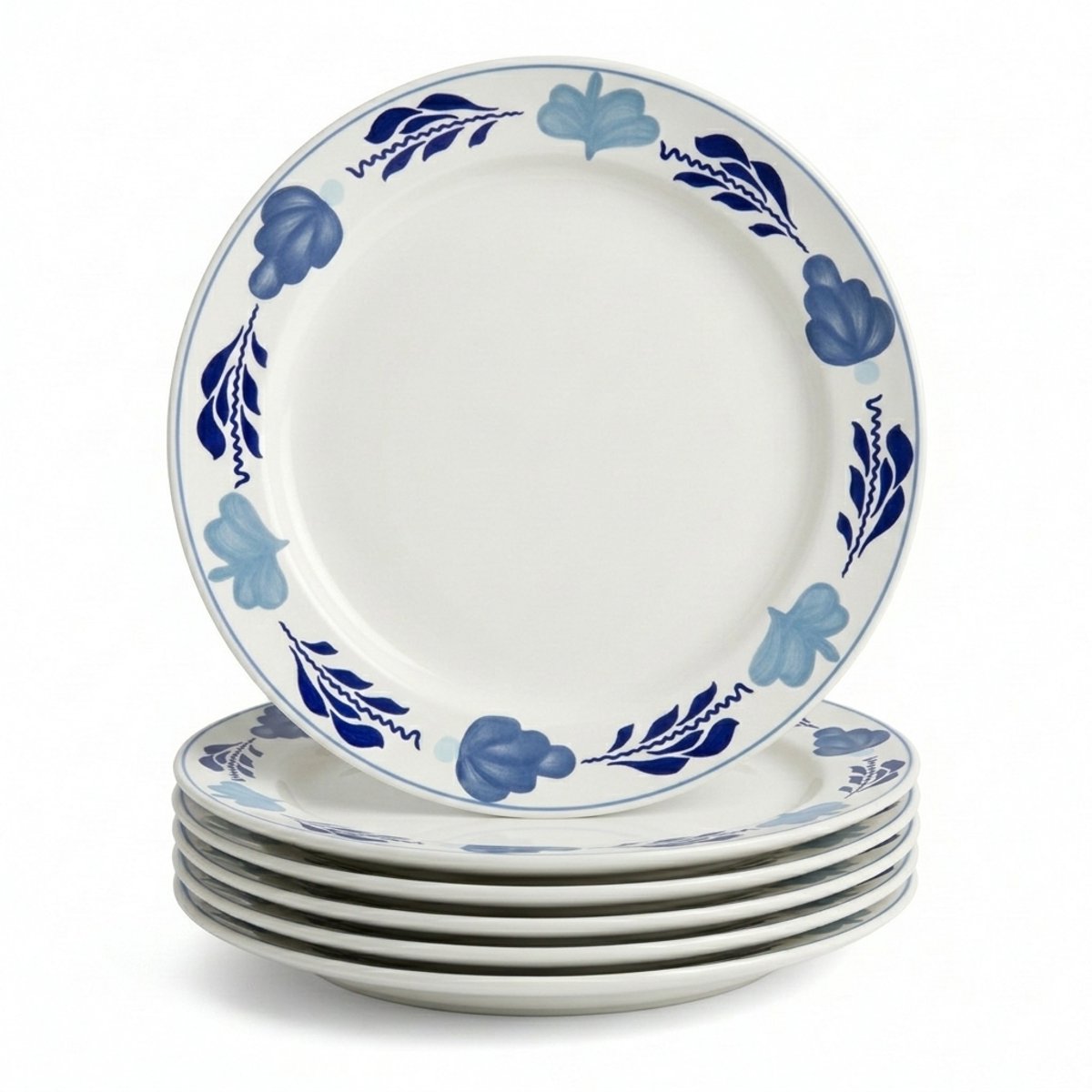 Royal Boch Boerenblauw Bord plat 21cm set van 6