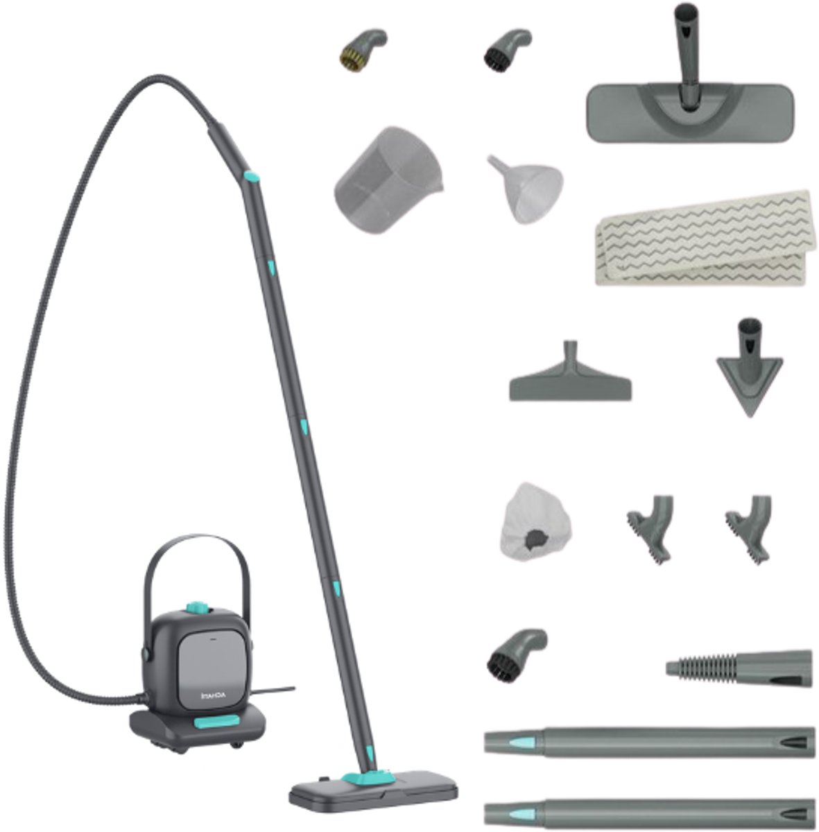 Achaté Stoomreiniger PRO V2 – 1500W Krachtige Reinigingsmachine – 3.5 Bar Stoomdruk – 800ml Tank – Vloerreiniger, Tapijtreiniger & Handstomer – Doodt 99,9% Bacteriën