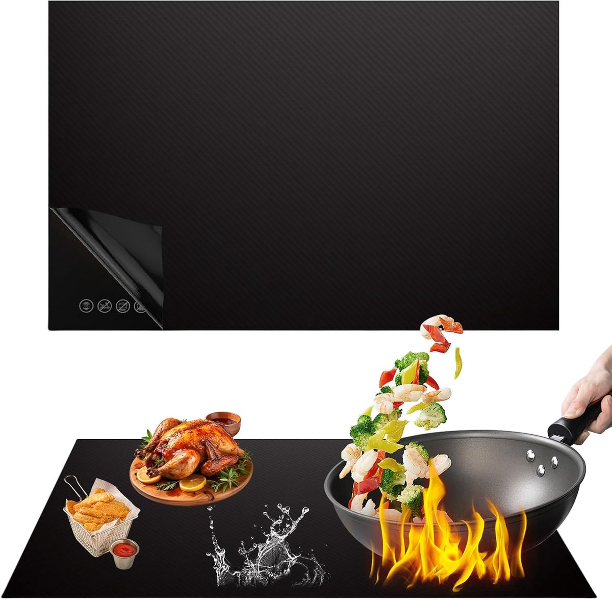 Inductie Beschermmat - Hittebestendig tot 230°C - Siliconen Kookplaat Beschermer - Antislip & Krasbestendig - 1 Stuk - Op Maat te Snijden - Zwart