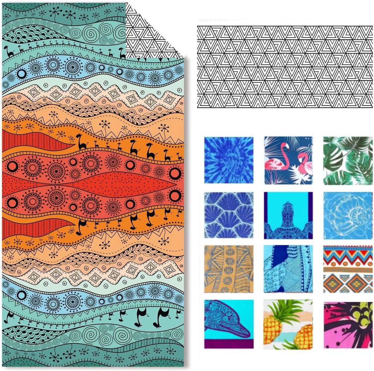 XXL microvezel strandhanddoek - sneldrogend, groot en licht, kleurrijk design voor dames