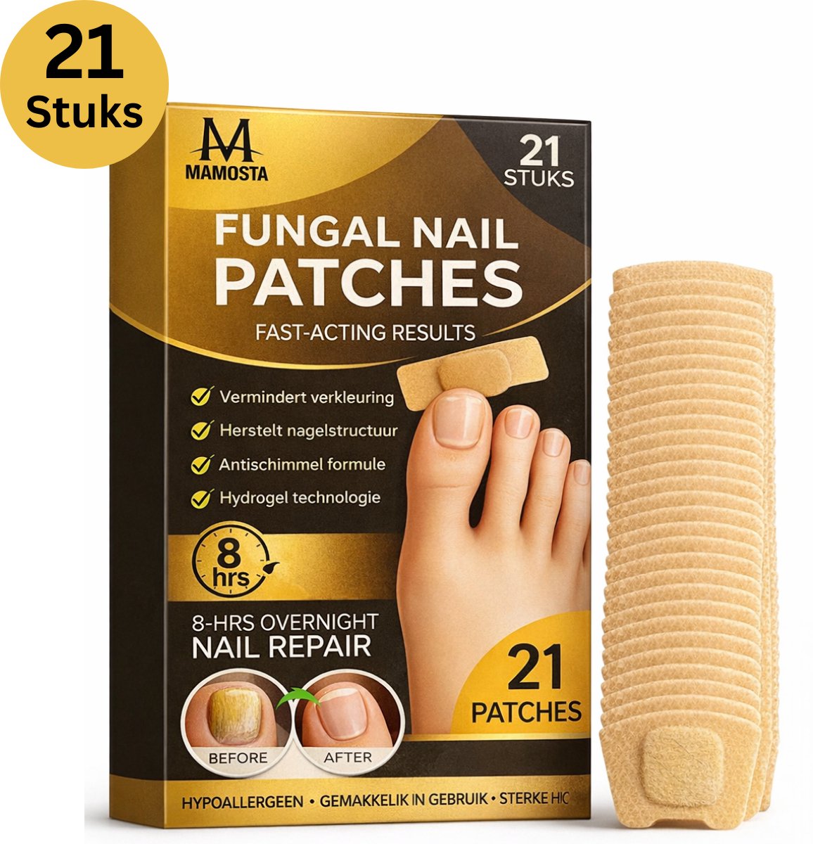 Mamosta® Kalknagel Pleister - Voetschimmel - Kalknagelbehandeling - Schimmelnagel Behandeling - Zwemmerseczeem - Nagelstickers - Nail Repair