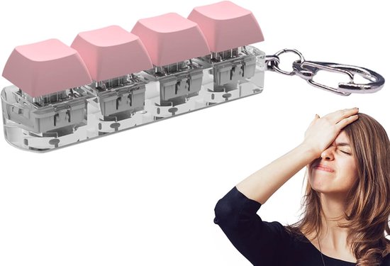 Keyboard Fidget Toy - 1 pièce - Fidget toys - 2x2.7x2 cm - Jouet clavier - Porte-clés - Jouet Antistress Sensoriel - 4-en-1 Keyboard Fidget Clic - Mini Porte-clés Mécanique - Relaxant - Soulager le Stress - pas de Lumière - rose