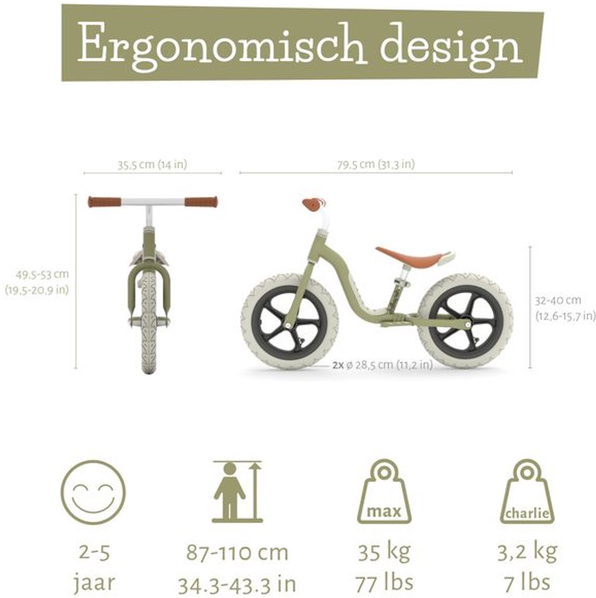 Chillafish Loopfiets 2 jaar - Lichtgewicht met verstelbaar zadel en stuur - Groen - Loopfiets voor jongens en meisjes tot 5 jaar met voetsteun, handvat om te dragen en 12" anti lek banden - Model Charlie Lux — afbeelding 11