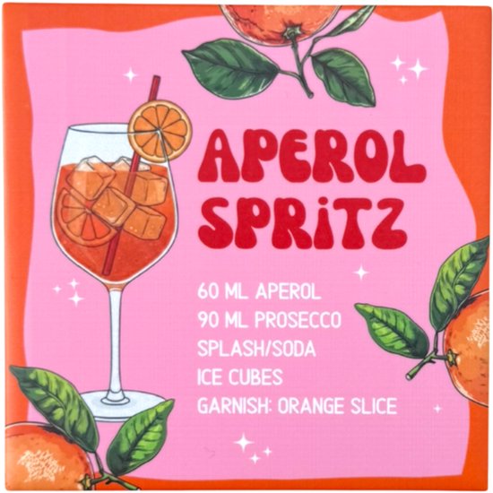 Carreau Cocktail EffeLangsNien – Recette Aperol Spritz – Décoration Cuisine & Bar – 10.8x10.8 cm