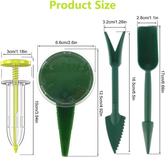 6-delige set - zaaimachineset - mini-zaaimachine - Klein zaaigereedschap - Handmatige zaaimachine - set plantgereedschap - mini-zaaddispenser - klein zaadplantgereedschap - handmatige zaailing - voor kleine zaden - voor tuinbloemen en groenten -Groen van Merkloos	 — afbeelding 2