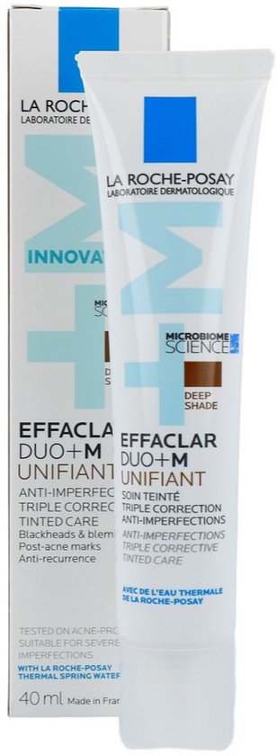 La Roche-Posay Effaclar DUO +M Unifiant Dark Day Cream - Crème Lissante - pour Peaux Grasses, Impures à Tendance Acné - Teinte Foncée - 40 ml