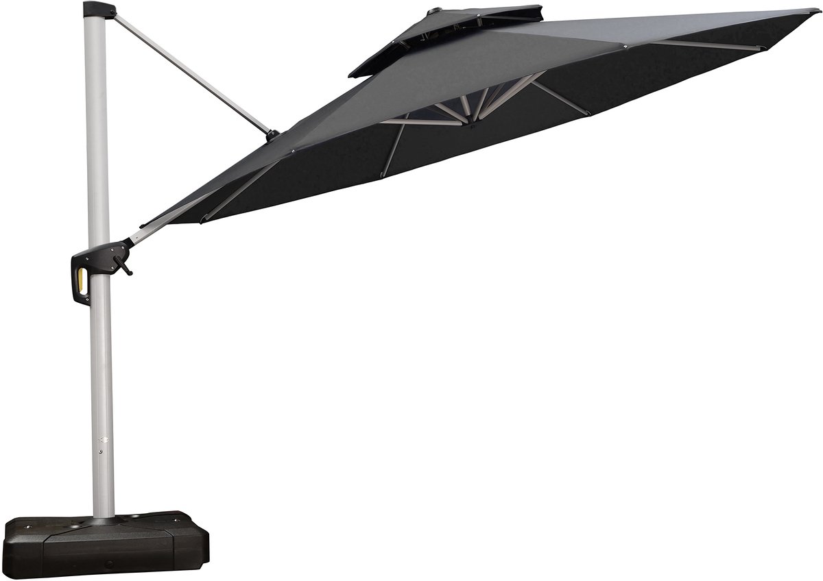 PURPLE LEAF Ronde Parasol – Dubbel Top – 360 °Graden Rotatie – UV werend doek– Windbestendige Zweefparasol