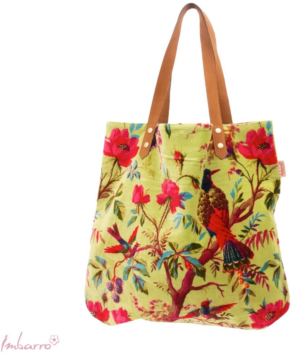 Imbarro Fashion & Home Shopper Paradise Apple – Velvet Tas met Binnenvak en Drukknoop – Groen – 50x50 cm