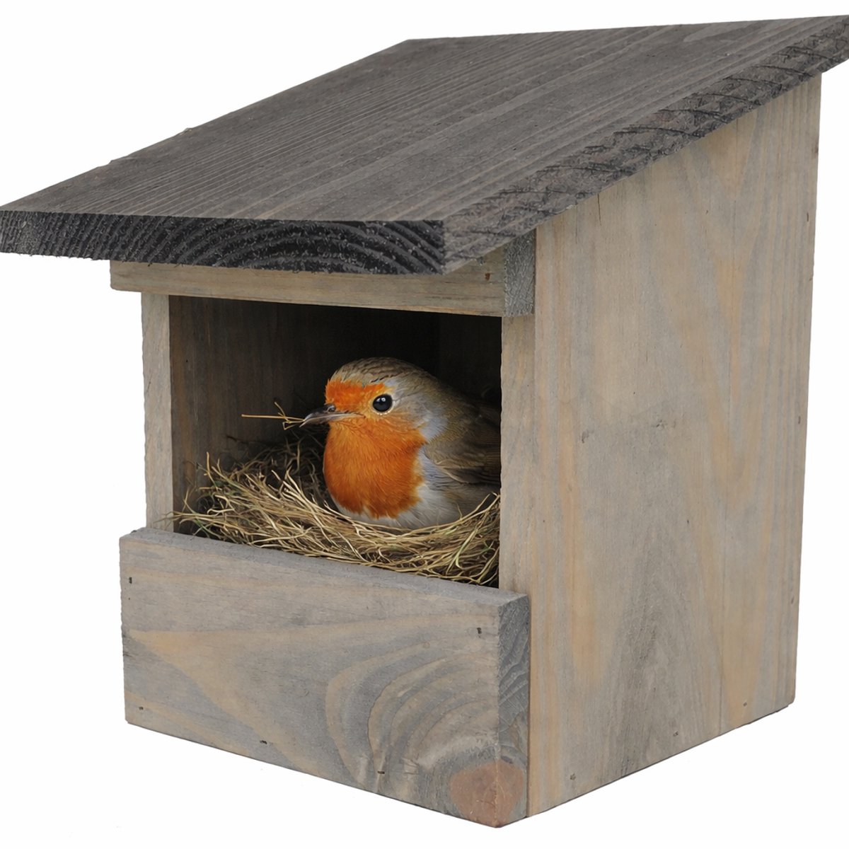 GARDEN SPIRIT Nestkast Roodborstje Halfhol - Vogelhuisje FSC Hout 19x16,5x20 cm