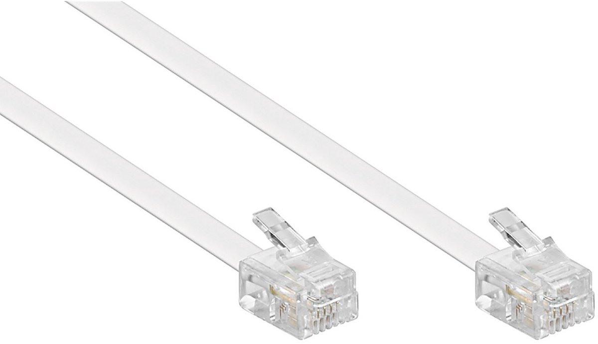 ACT TD5401 Platte Telefoonkabel | RJ11 Connectoren | Wit | 1 meter