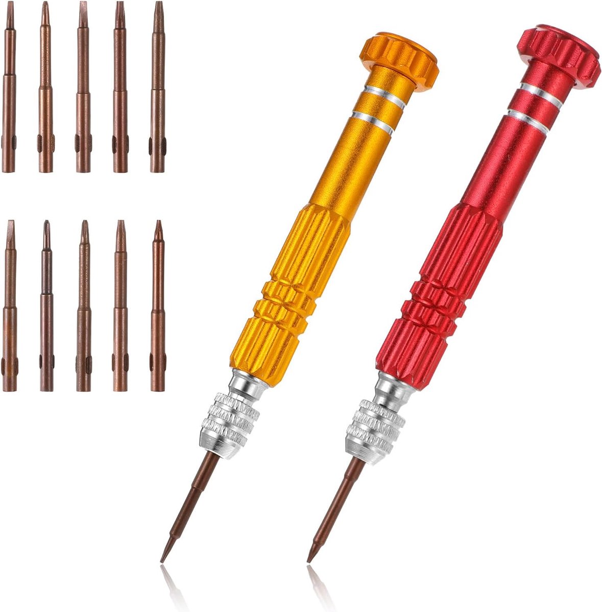 Daity 2-delige set - 5-in-1 brillenschroefreparatieset, precisieschroevendraaierset voor brillen, multifunctionele mini-brillenreparatieset, draagbaar, te gebruiken voor het repareren van zonnebrillen, horloges, elektronische producten en speelgoed.