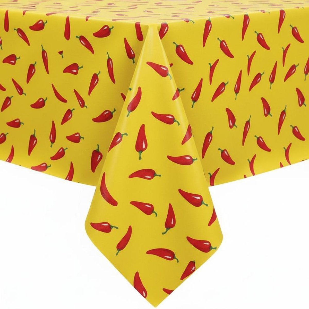 Protecttable - Mexicaans tafelzeil Chiles rood op geel 120x320cm - Tafelkleed Afwasbaar - Kunststof