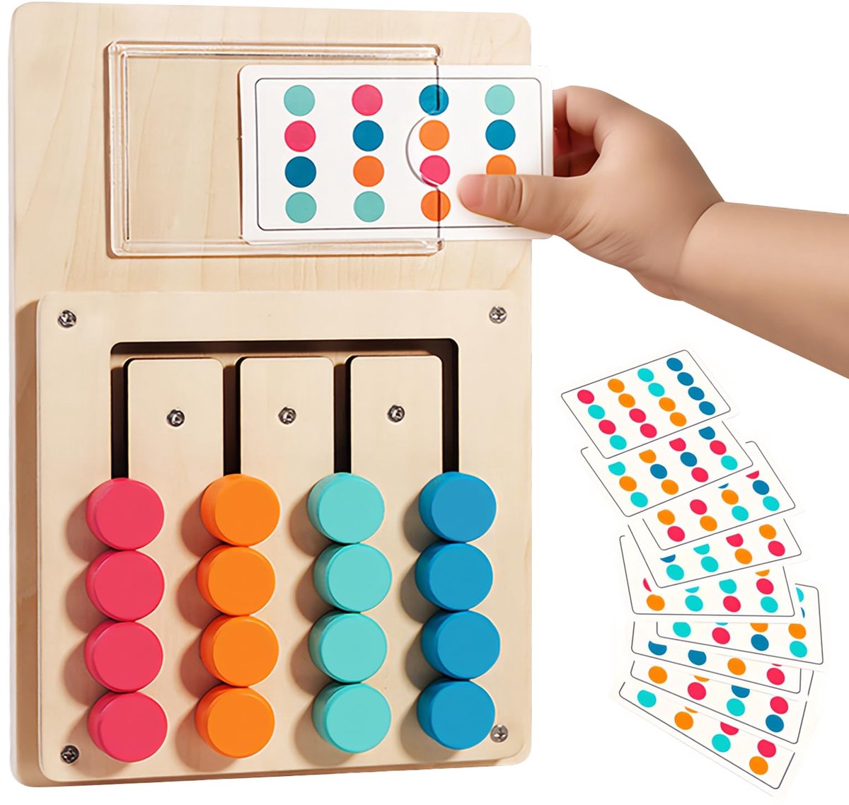 Kleurensorteerspeelgoed voor kinderen - Houten bordpuzzel met 12 kaarten - voor meisjes en jongens - Cadeau voor kinderen voor school, reizen en in de klas
