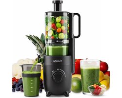 Safecourt Kitchen Slow Juicer - krachtige motor [Pre-cutter & Cold-press technologie] - eenvoudige reiniging - BPA-vrij - sapcentrifuge Zwart