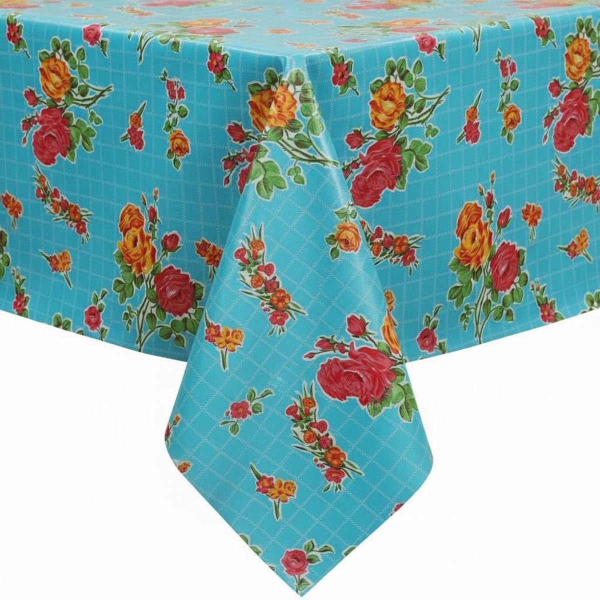 Protecttable - Mexicaans tafelzeil Rosedal lichtblauw 120x170cm - Tafelkleed Afwasbaar - Kunststof