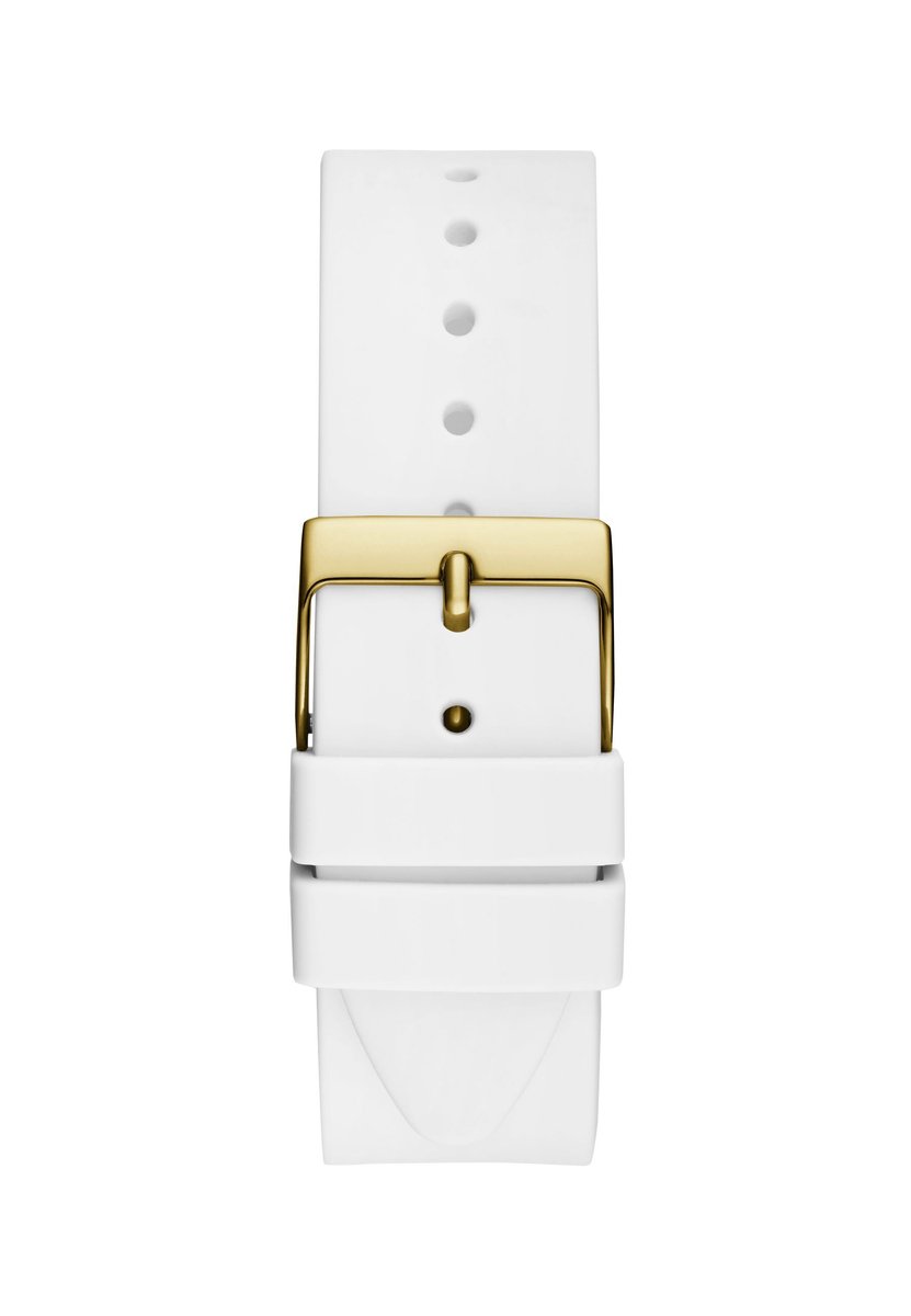 Guess Highline Quartz Analoog Horloge Wit Behuizing: 100% Roestvrij Staal| Armband: Siliconen 28 mm U1369L1M