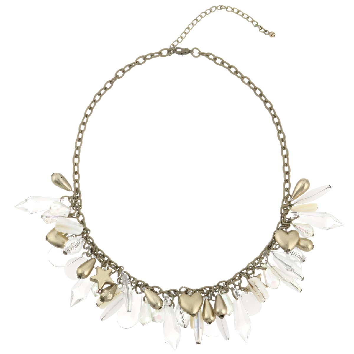 Behave - ketting antiek goudkleur hart ster transparant - boho glamour