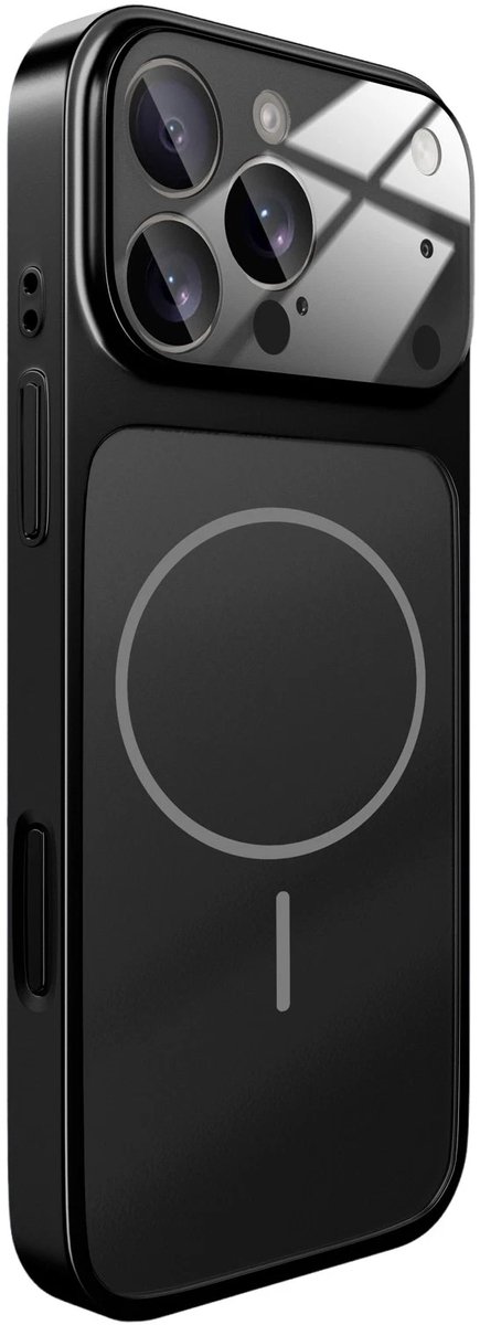 MagSafe Hoesje Geschikt voor: iPhone 14 Pro Max – Matglas Backcover – Schokbestendig – Lensbescherming – Anti-Vingerafdruk - Zwart