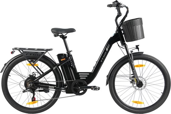 TTGO Elektrische Fiets - Tot 120 km Actieradius - 18Ah Accu - 26" stadsfiets - Shimano 7 Versnellingen - LCD Display - zwart van TTGO — afbeelding 2