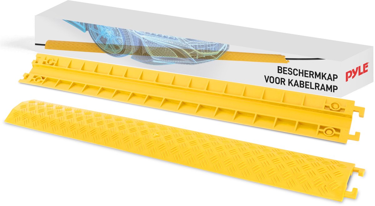 Pyle Kabelgoot – Kabel- en Slangbeschermer tot 900 kg, Zware Rubber Kabelbrug- Geel