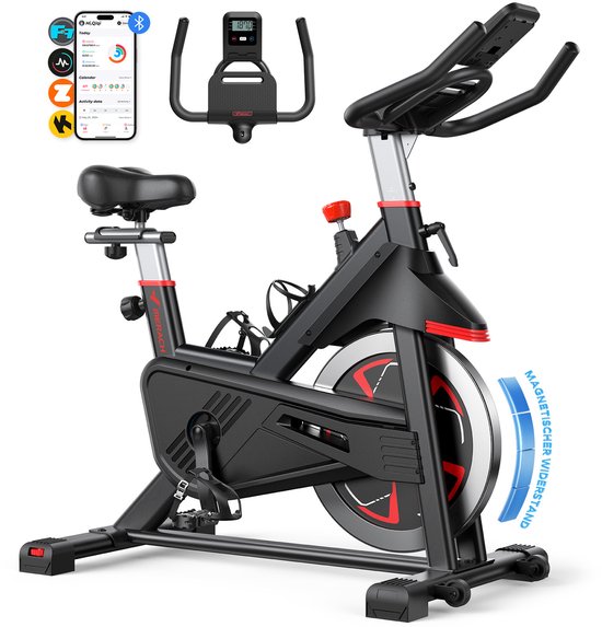 MERACH Magnetische Hometrainer - Zelfvoorzienend - 100 Weerstandsniveaus - LED-scherm - APP Kinomap & Zwift - Stil