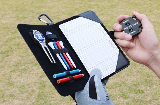 Golf Scorecard Houder en Yardage Book Cover in Echt Leer - Inclusief Divot Repair Tool, Ball Marker, Golf Tees, Scorer, Potlood en Scorekaarten - Perfect Cadeau voor Golf Enthousiastelingen — afbeelding 3