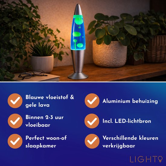 Lighto Lavalamp - Blauwe Vloeistof met Gele Lava - voor Kinderen - Zilver van Lighto — afbeelding 5