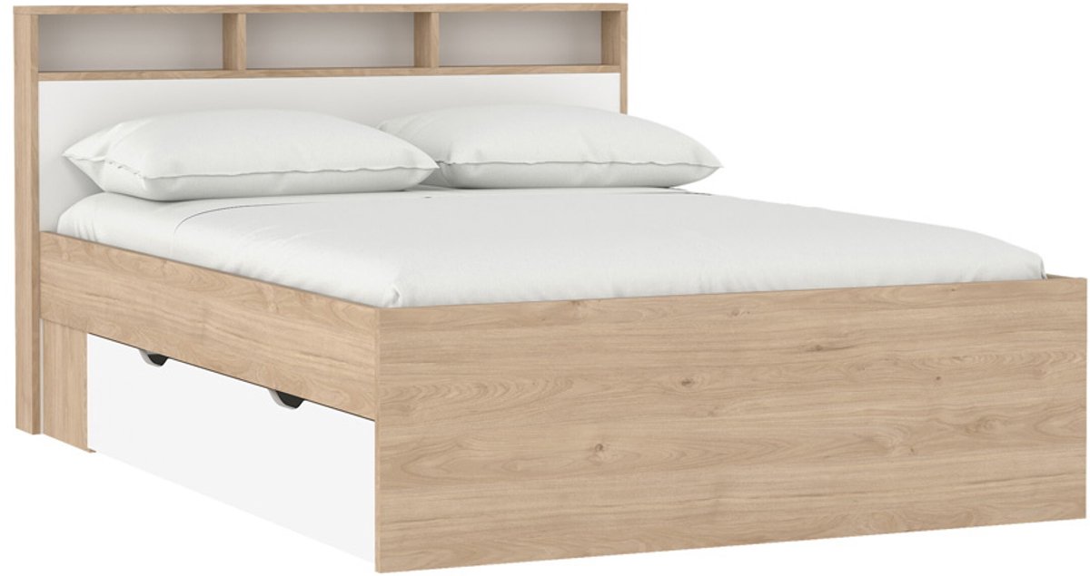 Giga Living Bed Ikast - Wit/Naturel - 140x200cm