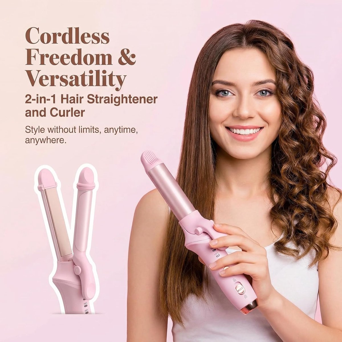 Zouma Draagbare Krultang Roze - afbeelding 2