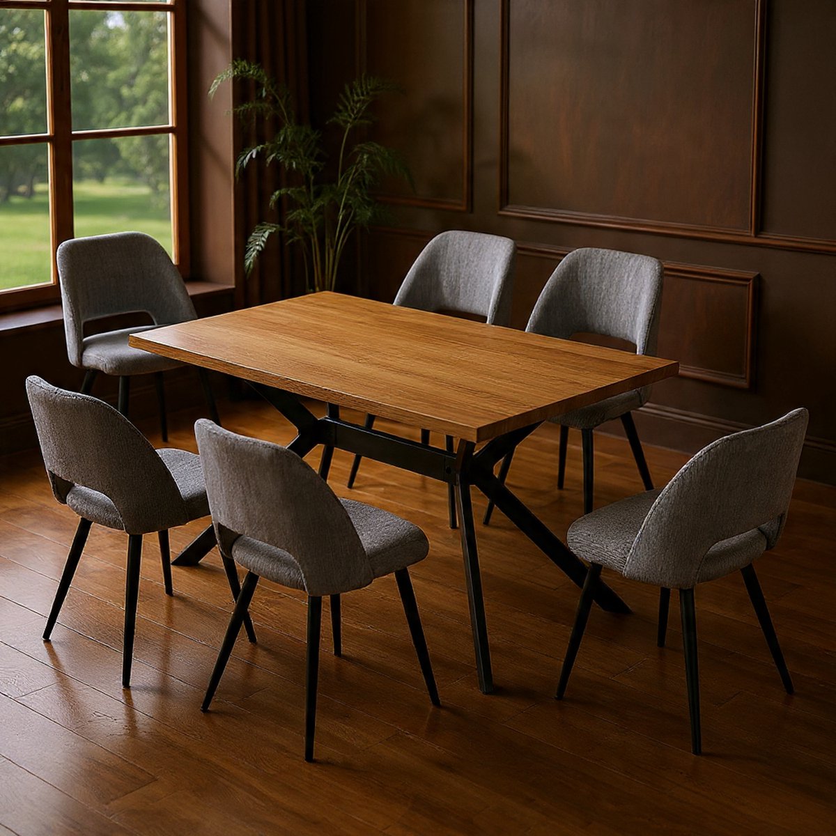 Lunara Velvet Eetkamerstoelen Set van 4 Gestoffeerde Velours Stoelen met Rugleuning en Metalen Poten– NoviHome