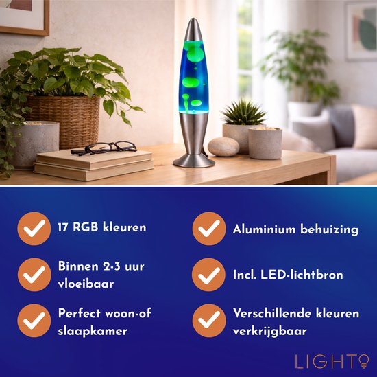 Lighto Lavalamp met 17 kleuren (RGB) - 35 cm - Incl. Afstandsbediening - voor Kinderen - Zilver van Lighto — afbeelding 5