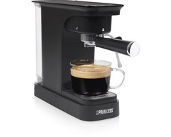 Espressomachine 20 bar - Princess Piston Espressomachine – Geschikt voor Gemalen Koffie & ESE‑pads – 0,8L Waterreservoir – Stoompijpje voor Cappuccino & Latte – Compact Koffiezetapparaat – Zwart – 01.249421.01.001