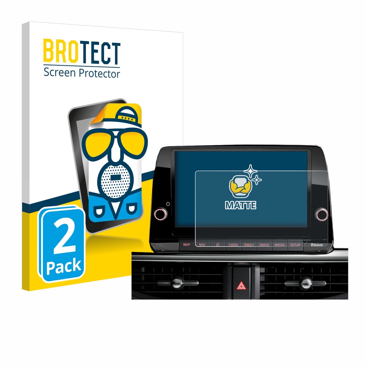 BROTECT - Screenprotector voor Kia Picanto 2022 8" - Folie Beschermfolie matte 2 Stuks