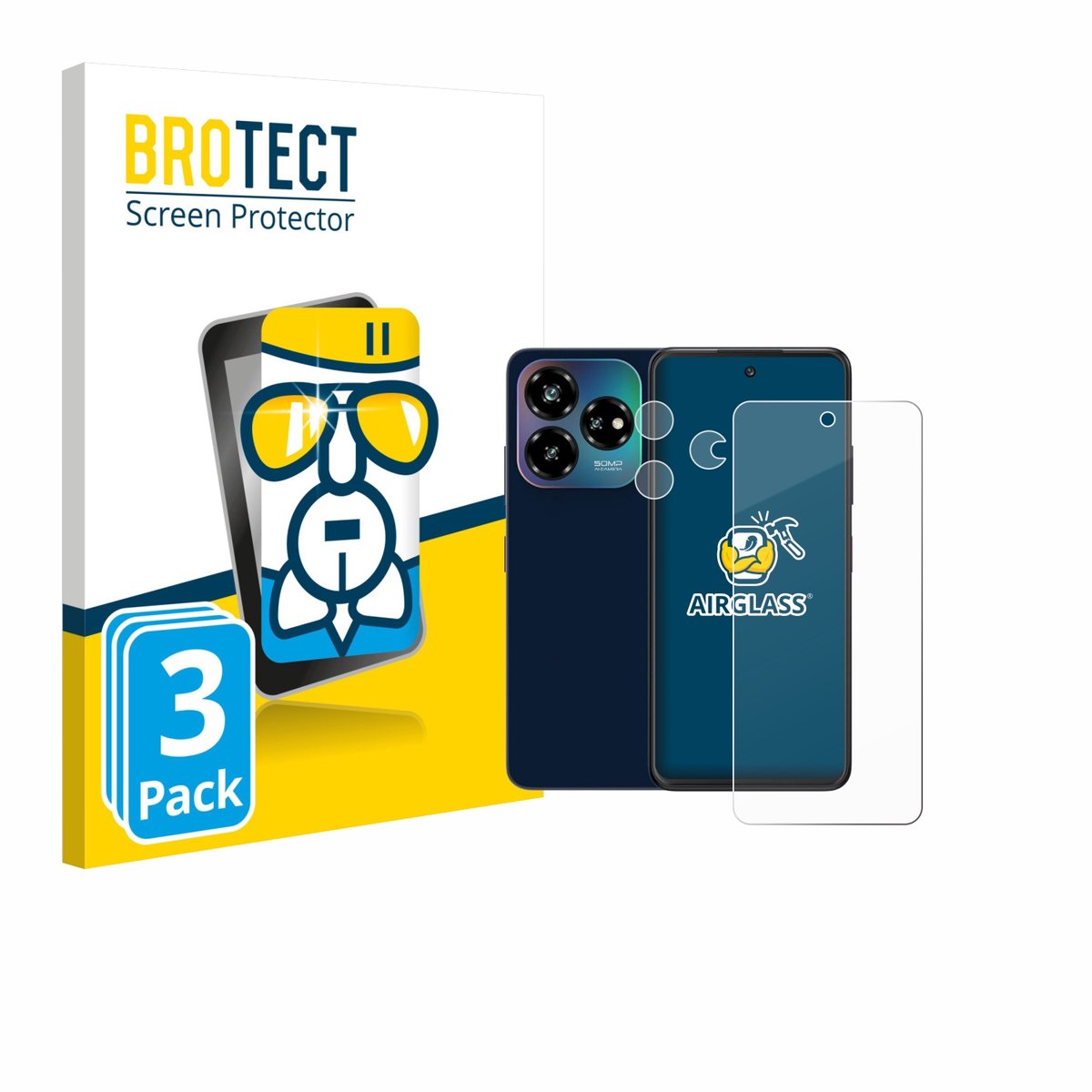 Screenprotector 3 Stuks voor ZTE Blade V60 Vita (Voor+Camera) Beschermglas transparant