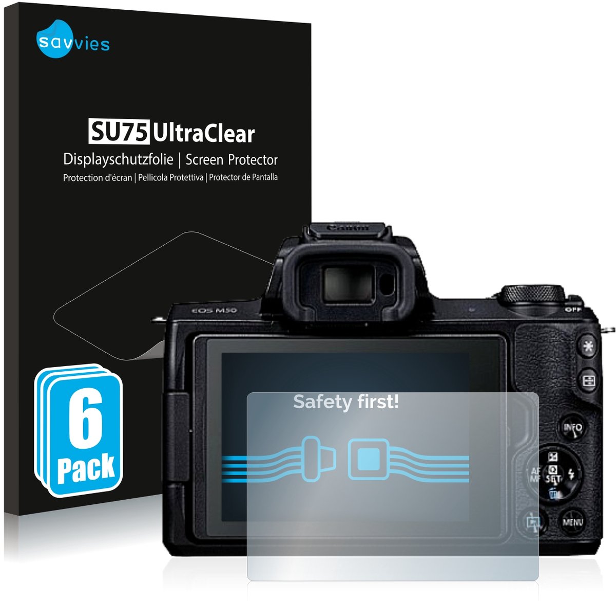 Savvies - Screenprotector voor Canon EOS M50 - Folie Beschermfolie transparant 6 Stuks