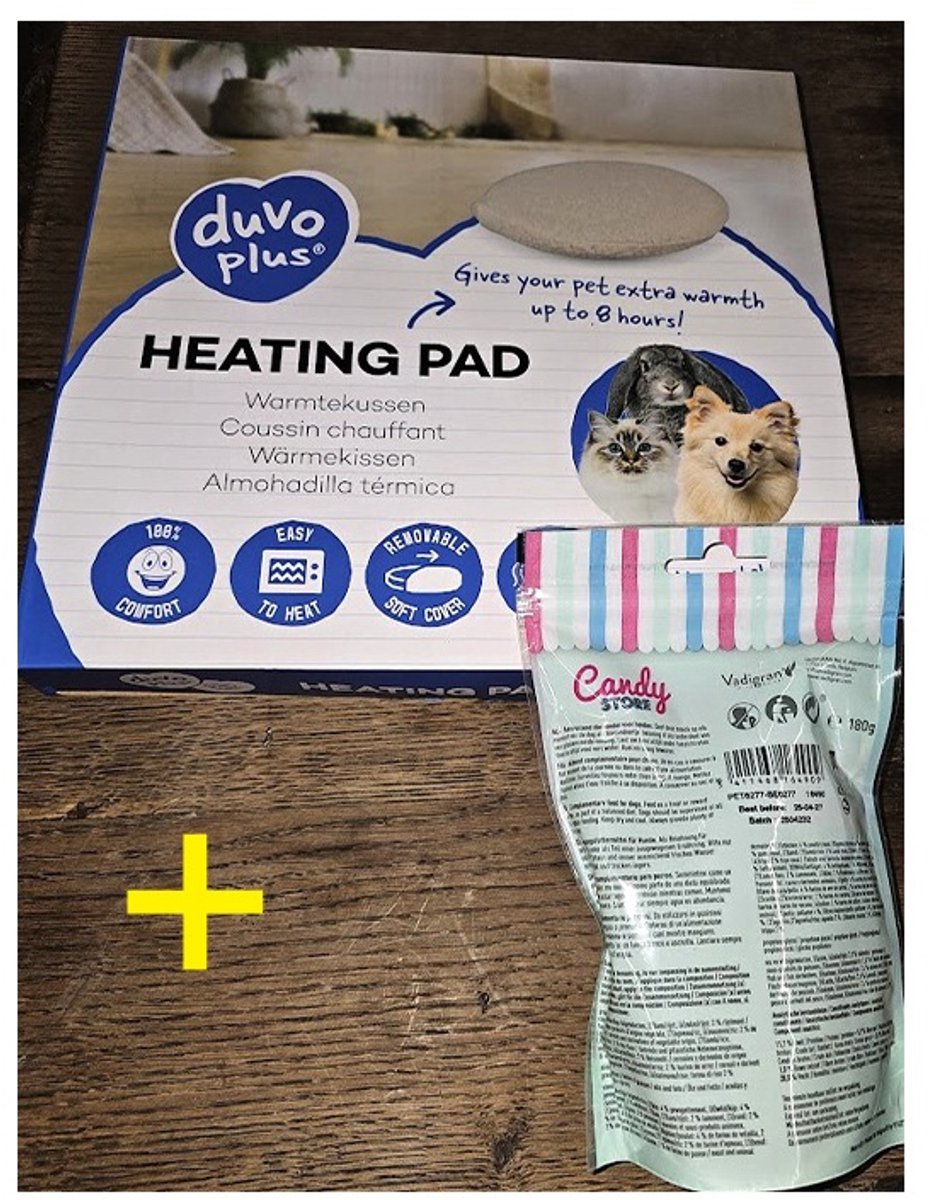 Duvo+ Warmteschijf - koelteschijf 25 cm - voor pups- kittens en andere kleine diertjes - op te warmen met magnetron - ** + ** zakje hondensnacks