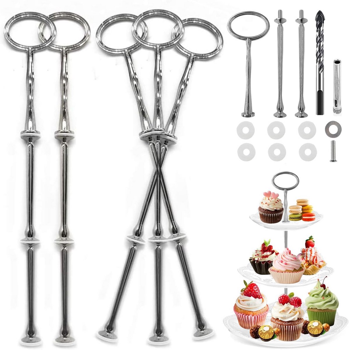 5 Stuks Taartstandaard Set Metalen Accessoires voor Bruiloften en Feesten