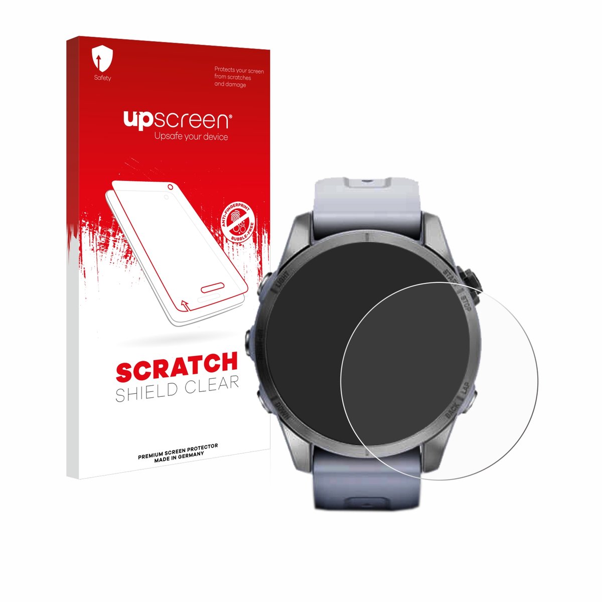 upscreen - Screenprotector voor Garmin Fenix 7S (42 mm) - Folie Beschermfolie transparant