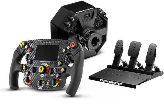 Thrustmaster T598 Direct Drive Sim Racing Bundle (PS5 / PS4 / PC) – T598 Servo Base (5Nm/10Nm Peak) + Ferrari SF1000 Formule Stuurwiel + Raceline Pedals III – Next-Gen Direct Axial Drive Racestuur Set