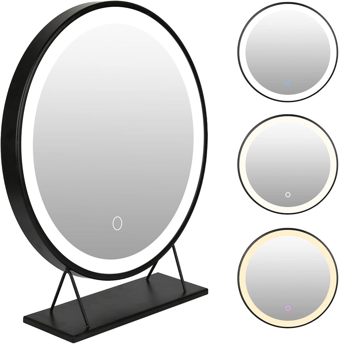 Ovale Make-up Tafelspiegel met E18W LED Verlichting en Touch Bediening