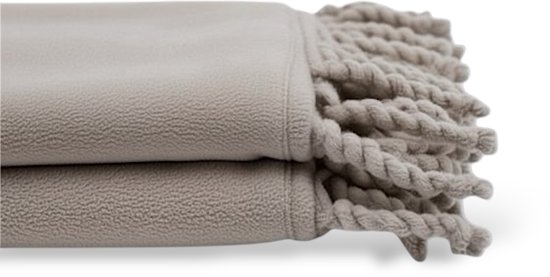 Unique Living - Fleece Plaid Met Franjes - 130x160 - Chateau Grey