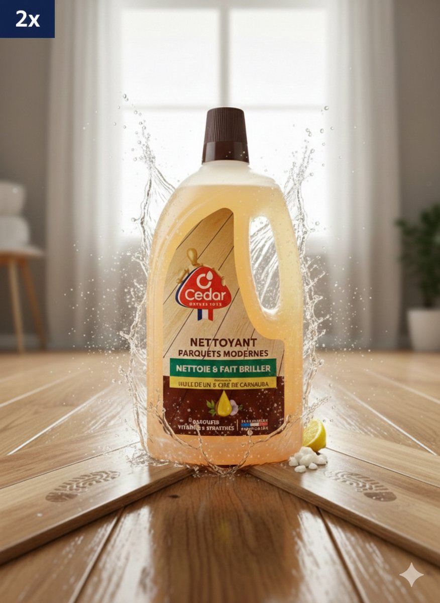 2 x O'Cedar Nettoyant Parquets Modernes 1L – Lijnolie & Carnaubawas – Voor Vitrified & Laminaatvloeren