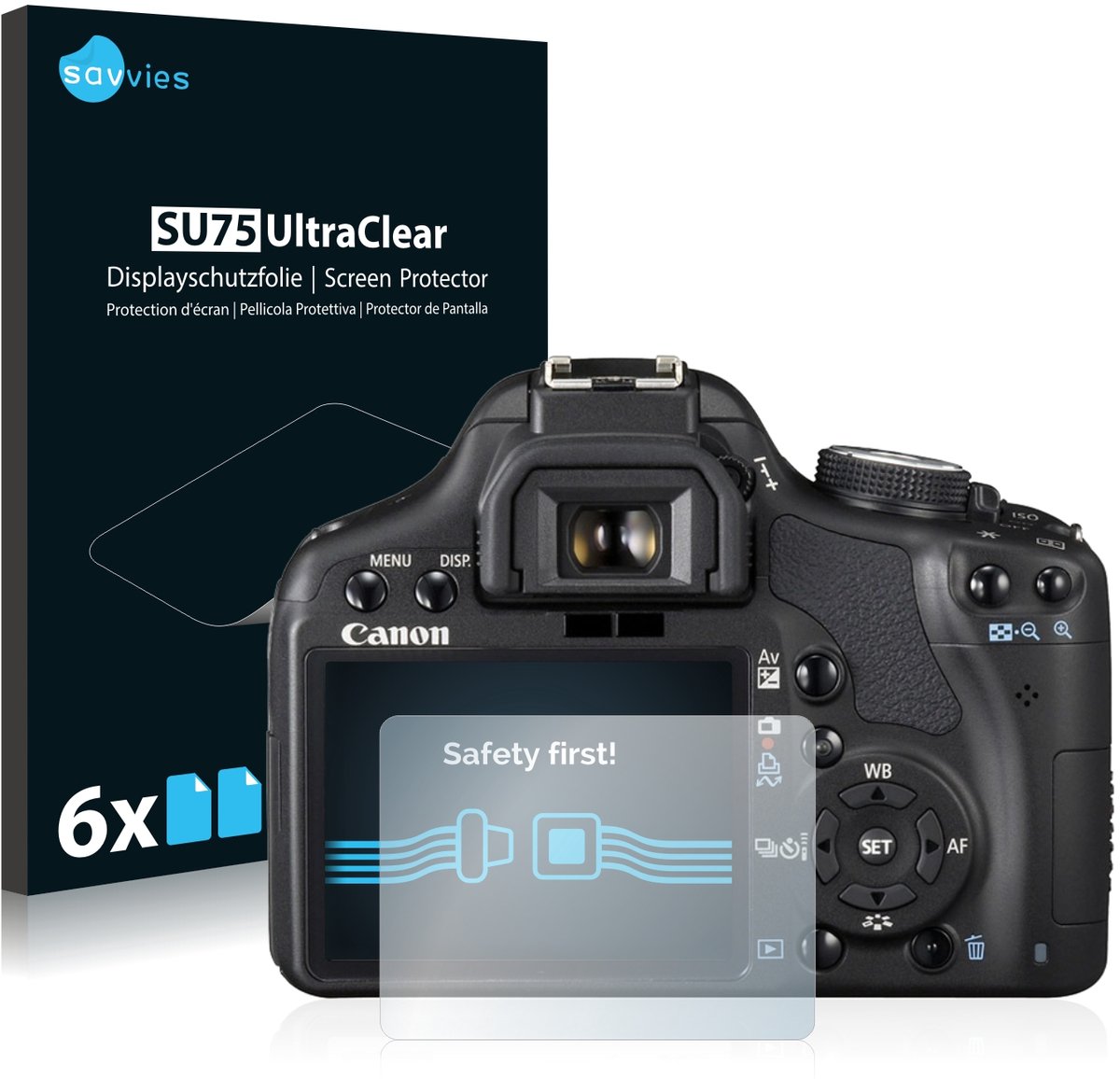Savvies - Screenprotector voor Canon EOS 500D - Folie Beschermfolie transparant 6 Stuks