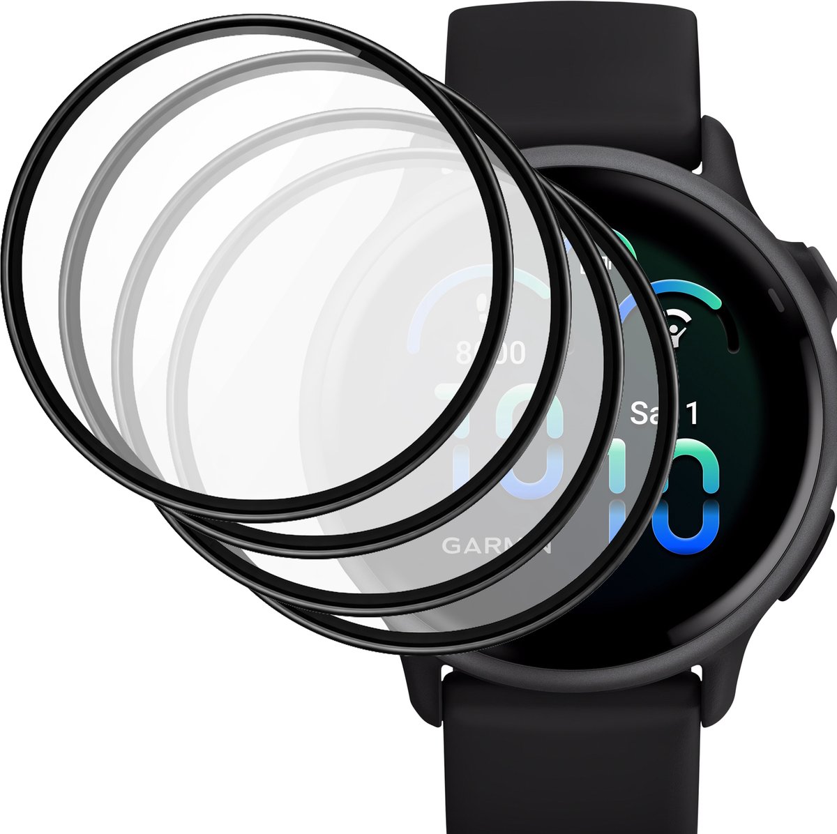 4x Volledige Screenprotector geschikt voor Garmin Vivoactive 6 - FullGuard