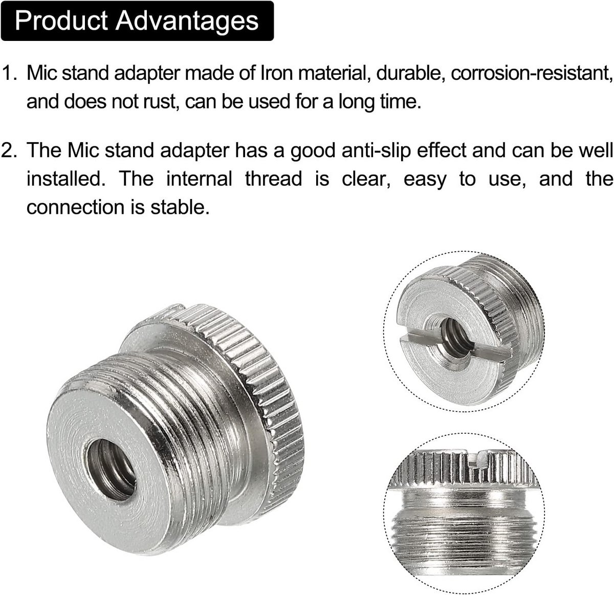 Microfoonstatief Adapter Schroef 1/4 Vrouwelijk naar 5/8 Mannelijk - Zilver (2 Stuks)