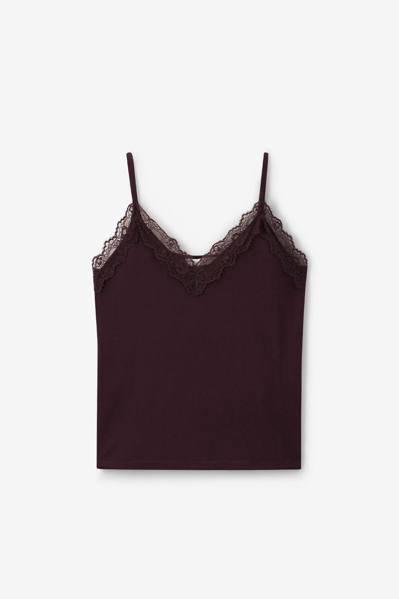 Sissy-Boy - Donkerbruin singlet met kant