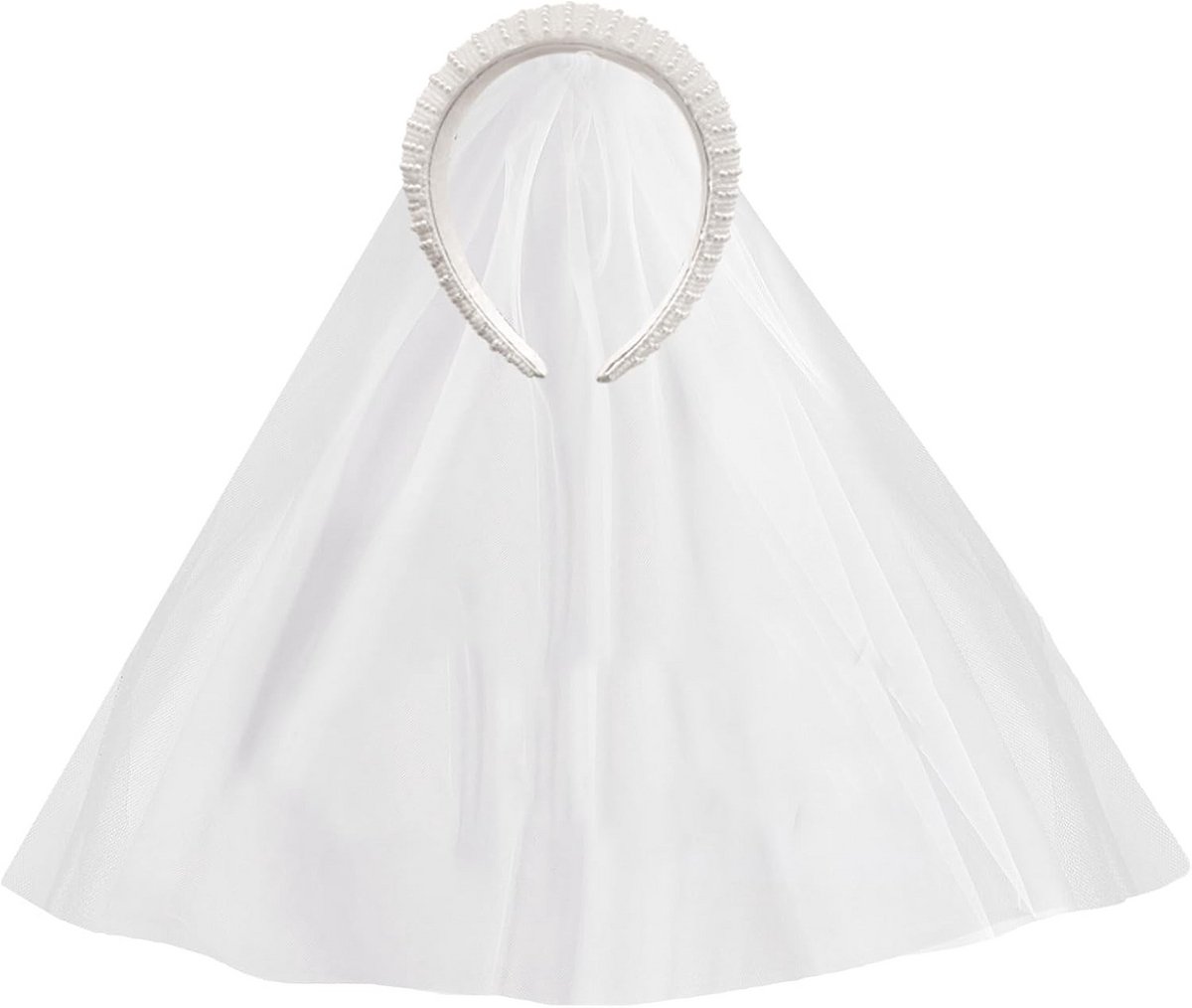 Parel bruidskroon met afneembare sluier hoofdband bruids haaraccessoire
