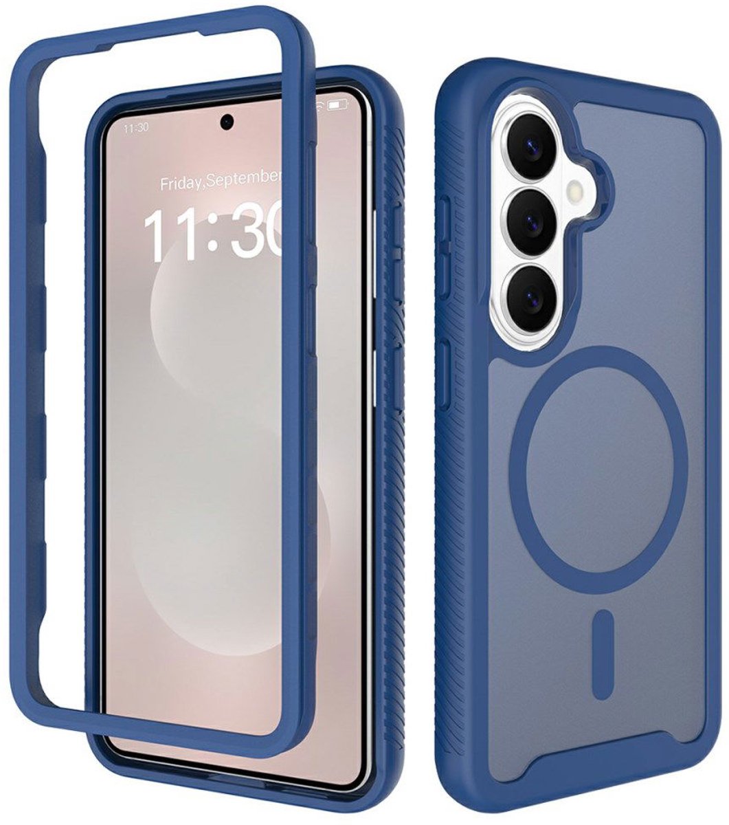 Hoesje met Ingebouwde Screenprotector Geschikt voor Samsung Galaxy S26 - Compatibel met MagSafe / Qi2 - Full Protect - Schokbestendige Beschermhoes - Case Transparant Blauw