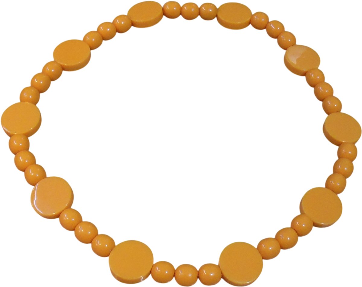 Ketting oranje met rondjes en kralen - Koningsdag